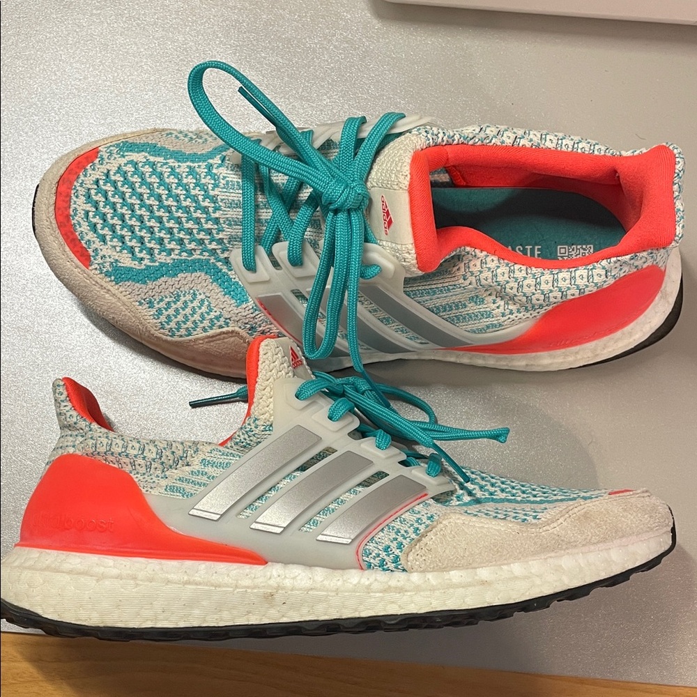 Adidas Teal and Coral Athletic Sneakers